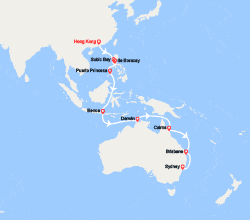 itinéraire croisière Asie : Tronçon du Tour du Monde : De Hong Kong à Sydney 