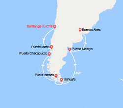 itinéraire croisière Amérique du Sud : Tronçon du Tour du Monde : De Santiago du Chili à Buenos Aires 