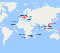 itinéraire croisière Transatlantique : Tronçon du Tour du Monde 2026 : de Hong Kong à Trieste 