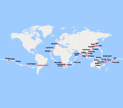itinéraire croisière Tour du Monde : Tronçon du Tour du Monde 2026 : de Santiago du Chili à Barcelone 
