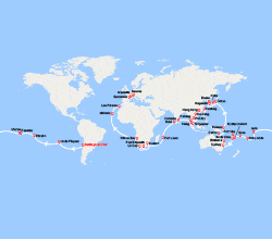 itinéraire croisière Tour du Monde : Tronçon du Tour du Monde 2026 : de Santiago du Chili à Savone 