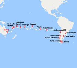 itinéraire croisière Pacifique : Tronçon du Tour du Monde 2026 : de Sydney à Buenos Aires