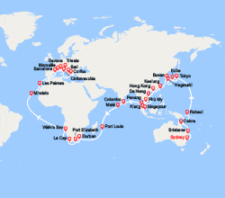 itinéraire croisière Tour du Monde : Tronçon du Tour du Monde 2026 : de Sydney à Trieste 