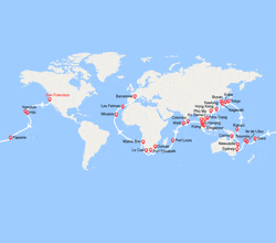 itin&eacute;raire croisi&egrave;re Tour du Monde : Tronçon du Tour du Monde 2027 :  de San Francisco à Barcelone 