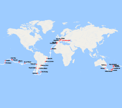 itinéraire croisière Tour du Monde : Tronçon du Tour du Monde 2027 : de Civitavecchia à Sydney 