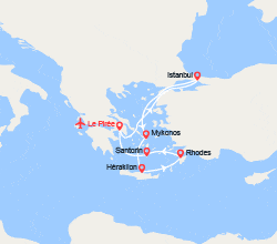 itin&eacute;raire croisi&egrave;re Méditerranée Orientale : Turquie, Grèce : Istanbul, Mykonos, Rhodes, Santorin - Vols inclus 
