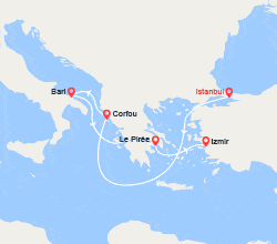 itinéraire croisière Méditerranée Orientale : Turquie, Grèce, Italie 