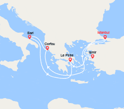 itinéraire croisière Méditerranée Occidentale : Turquie, Italie, Grèce 