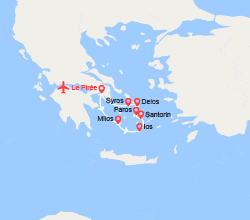 itinéraire croisière Iles grecques : Yachting dans les Cyclades II Vols inclus 