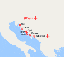 itinéraire croisière Méditerranée Orientale : Yachting en Croatie de Zagreb à Dubrovnik 
