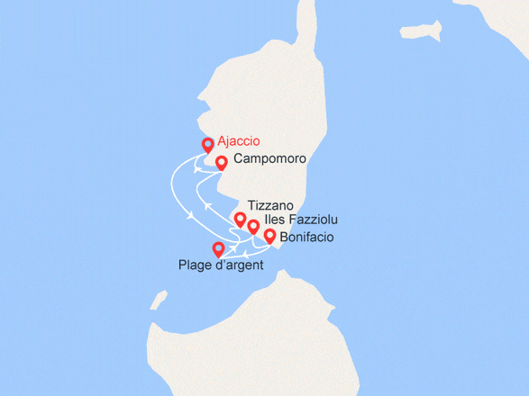 itinéraire croisière Méditerranée : Corse du sud - Vers Les Lavezzi
