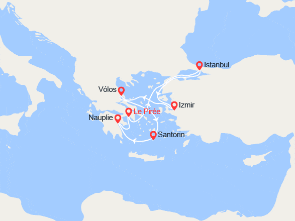 itin&eacute;raire croisi&egrave;re Méditerranée Orientale :  Iles Grecques, Turquie 