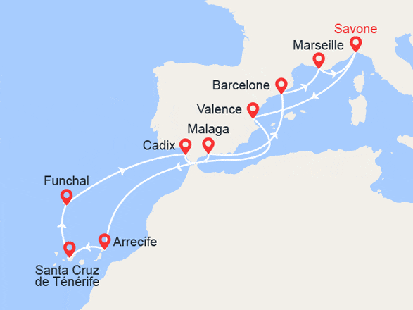 itinéraire croisière Canaries Madère : Italie, Espagne, Canaries, Madère