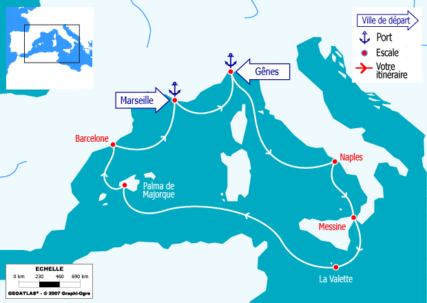itinéraire croisière Méditerranée - Iles Baléares : Italie, Sicile, Majorque, Espagne