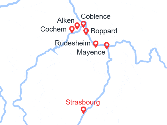 itin&eacute;raire croisi&egrave;re Rhin et ses affluents : 2 FLEUVES : la vallée du Rhin romantique et la magie de la Moselle (CMS) 