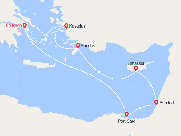 itinéraire croisière Iles grecques : 3 Continents: Egypte, Israël, Iles Grecques, Turquie