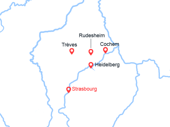 itinéraire croisière Rhin et ses affluents : 4 fleuves : les vallées, de la Moselle, de la Sarre, du Rhin romantique et du Neckar (RSB)