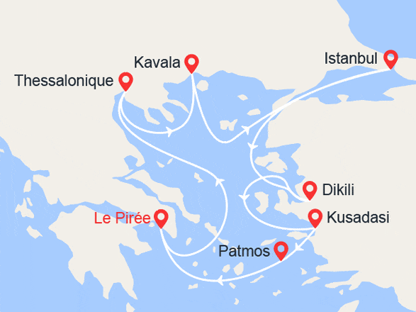 itinéraire croisière Iles grecques : 7 nuits sur les pas de Saint Paul : Grèce, Turquie...