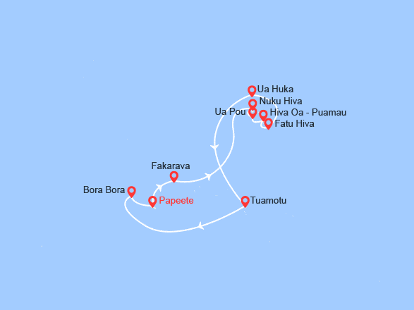itin&eacute;raire croisi&egrave;re Tahiti Polynésie : À la découverte des Iles Marquises 2027 