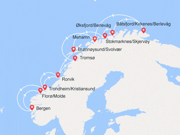 itinéraire croisière Fjords : A la recherche des Aurores Boréales - avec vols et accompagnateur francophone