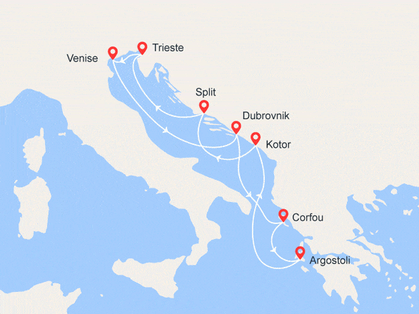 itinéraire croisière Croatie/Adriatique : Adriatique : Croatie, Grèce, Italie
