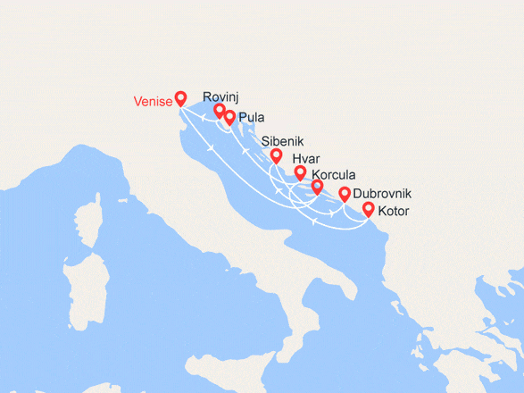 itinéraire croisière Croatie/Adriatique : ADRIATIQUE : L'essentiel de la Croatie