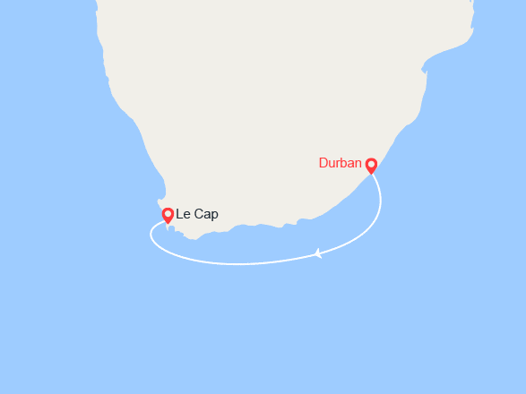 itin&eacute;raire croisi&egrave;re Afrique : Afrique du Sud : de Durban au Cap 