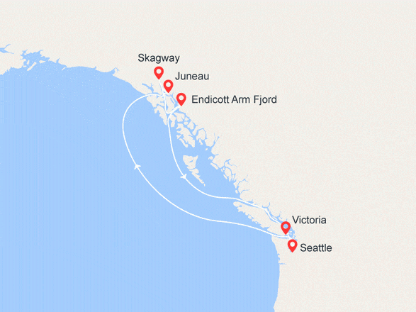 itinéraire croisière Amérique du Nord : Alaska: Juneau, Skagway, Endicott Arm & Glacier Dawes...