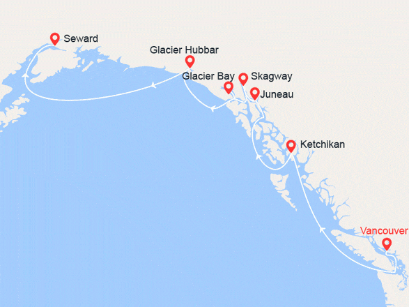 itinéraire croisière Alaska - Alaska : Alaska avec Baie des Glaciers au départ de Vancouver 