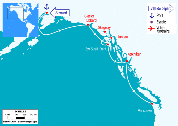 itinéraire croisière Alaska : Alaska du nord au sud