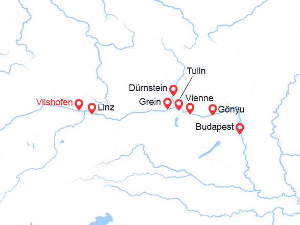 itin&eacute;raire croisi&egrave;re Danube : Allemagne, Autriche, Hongrie 