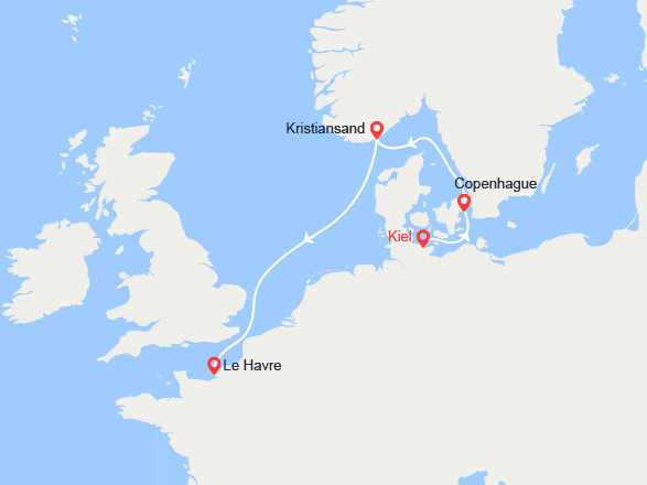 itinéraire croisière Europe du Nord : Allemagne, Danemark, Norvège