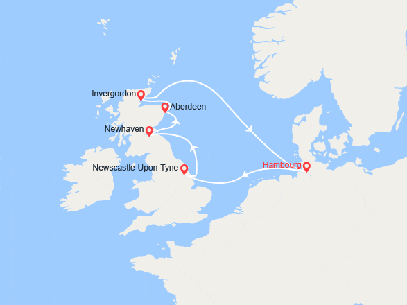 itinéraire croisière Iles Britanniques : Allemagne, Écosse