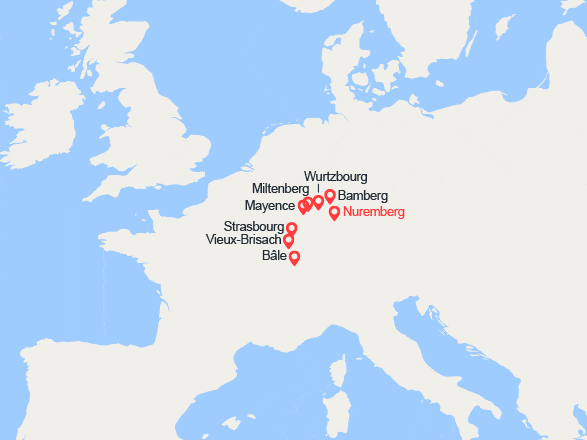 itin&eacute;raire croisi&egrave;re Rhin et ses affluents : Allemagne, France, Suisse 