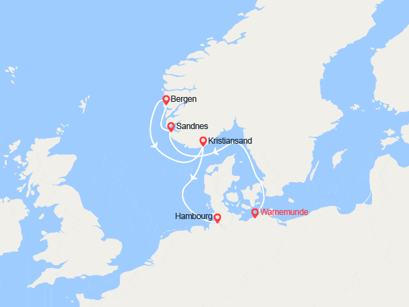 itinéraire croisière Europe du Nord : Allemagne, Norvège