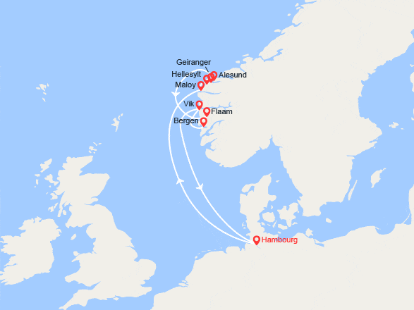 itin&eacute;raire croisi&egrave;re Europe du Nord : Allemagne, Norvège 