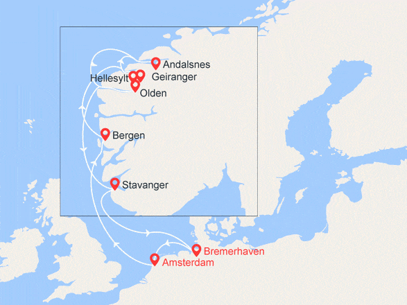 itinéraire croisière Europe du Nord : Allemagne, Pays-Bas, Norvège