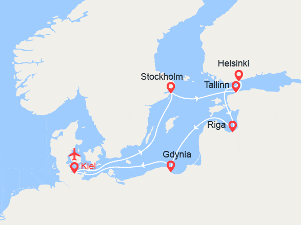 itinéraire croisière Baltique : Allemagne, Suède, Estonie, Finlande, Lettonie, Pologne