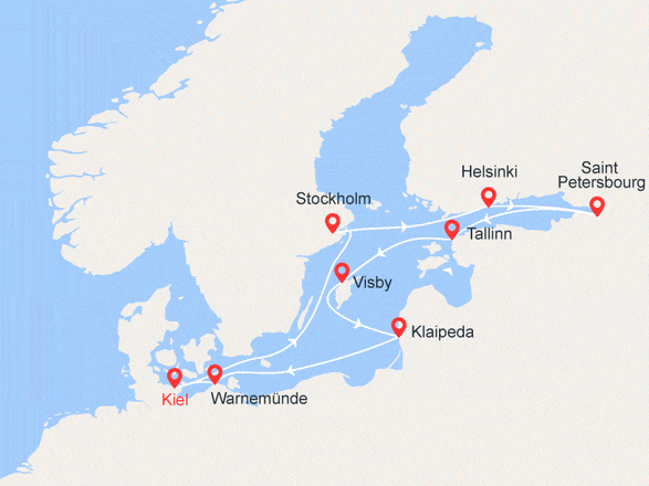 itinéraire croisière Baltique : Allemagne, Suède, Finlande, Russie, Estonie, Lituanie