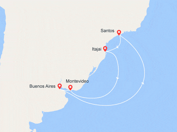 itinéraire croisière Amérique du Sud : Amérique du Sud : Argentine, Brésil, Uruguay