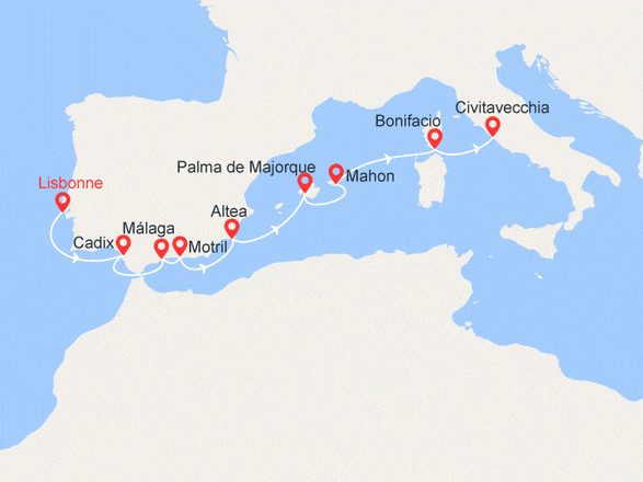 itinéraire croisière Iles Baléares : Andalousie et Baléares