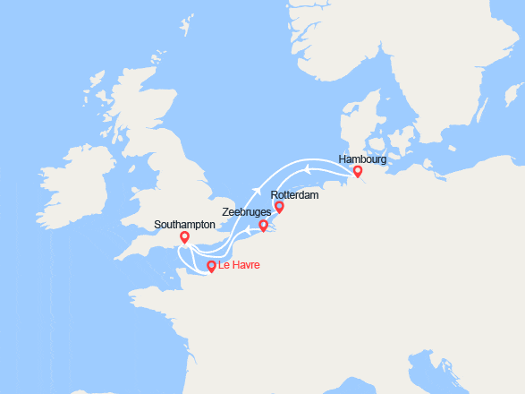 itinéraire croisière Europe du Nord : Angleterre, Allemagne, Pays Bas, Belgique 