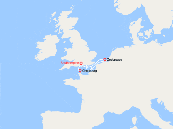 itinéraire croisière Europe du Nord : Angleterre, Belgique, France