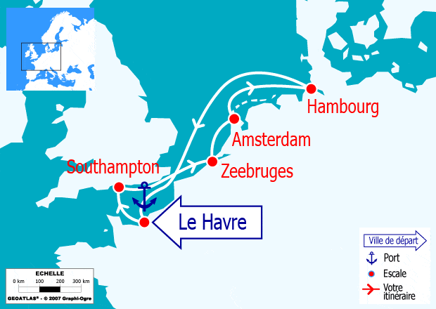 itinéraire croisière Europe du Nord : Angleterre, Belgique, Hollande, Allemagne