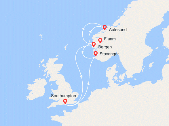 itinéraire croisière Fjords - Fjords : Angleterre, Norvège
