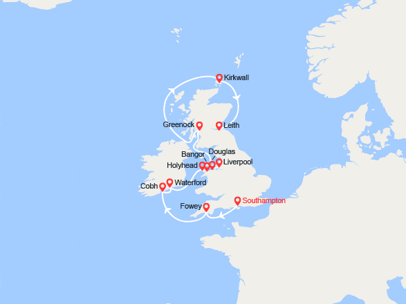 itin&eacute;raire croisi&egrave;re Europe du Nord : Angleterre, Royaume-Uni, Irlande, Pays de Galles, Canada, Écosse 