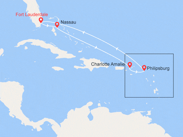 itinéraire croisière Caraïbes et Antilles : Antilles & Bahamas : St Thomas, St Martin, Coco Cay