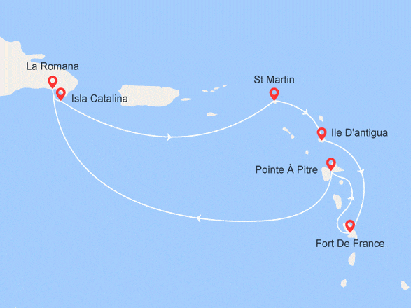 itinéraire croisière Caraïbes et Antilles : Antilles & République Dominicaine