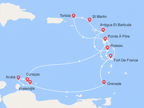itinéraire croisière Caraïbes et Antilles : Antilles, Iles Vierges, Dominique