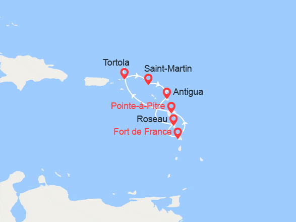itinéraire croisière Caraïbes et Antilles : Antilles, Iles Vierges, Dominique